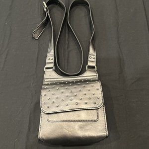 ColdWater Creek Studded Black Crossbody Purse Bag Faux Leather Handbag #349